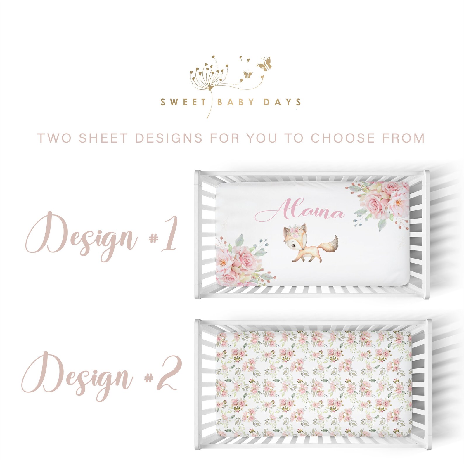 Baby Girl Fox Crib Bedding Set personalized Baby Girl Blanket Etsy