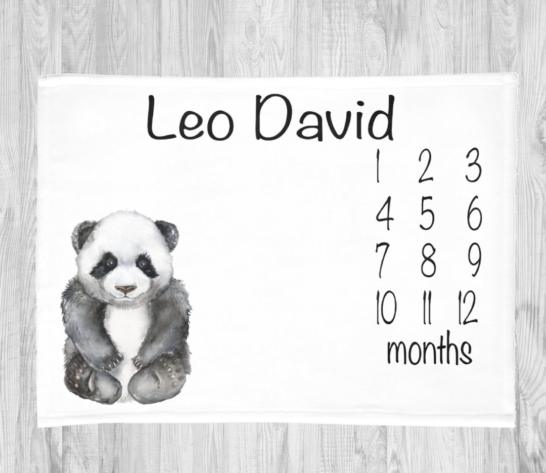 Panda Baby Milestone Blanket, Personalized Baby Boy Girl Monthly ...