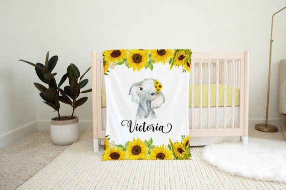 Personalized sunflower baby blanket deals