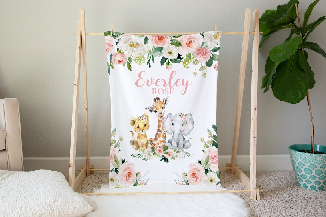 Baby Girl Safari Crib Bedding Set personalized Baby Girl Etsy