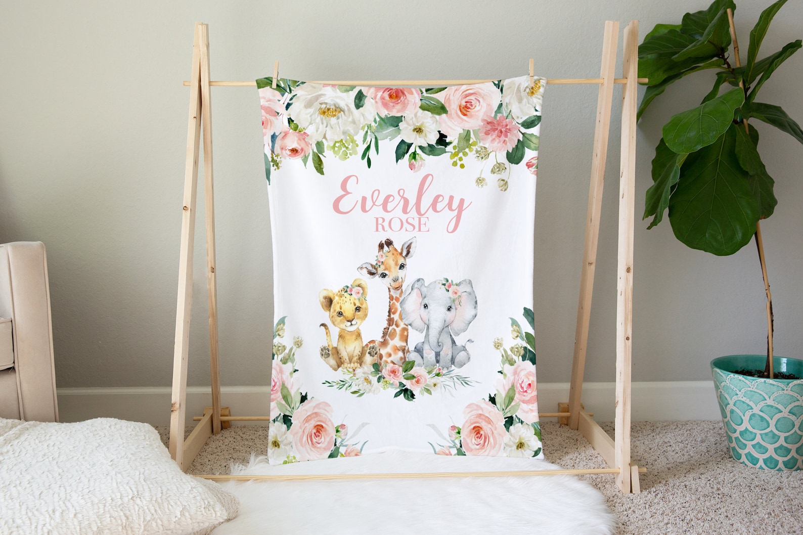 Baby Girl Safari Crib Bedding Set personalized Baby Girl Etsy