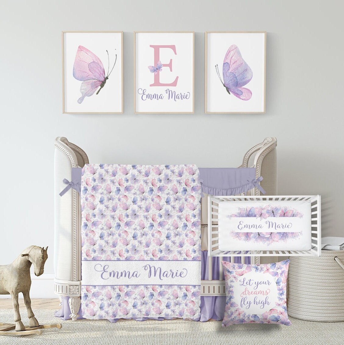 Butterfly Crib Bedding Set Baby Girl Crib Bedding Set Purple Pink Butterfly Nursery Crib Bedding Personalized Butterfly Baby Blanket 582 Etsy Canada