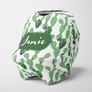 Gepersonaliseerde Cactus Car Seat Canopy, Stretchy Car Seat Cover, Gepersonaliseerde Carseat 4 in 1 Cover, Boy Carseat Canopy, Custom Nursing Cover