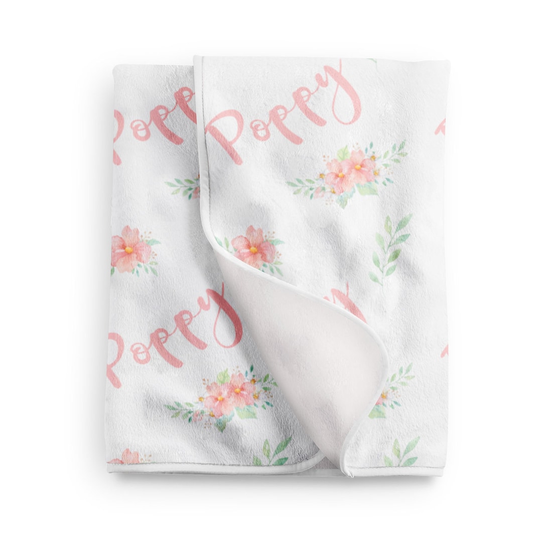 Personalized Baby Girl Blanket With Name - Custom Floral Print, 30"x40" Super Soft Polyester - View #2