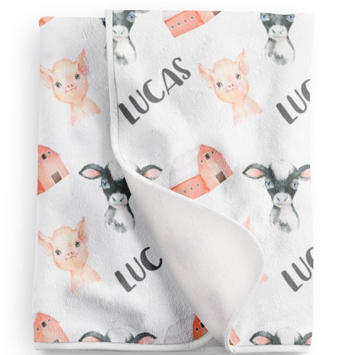 Personalized Baby Blanket Farm Baby Name Blanket Etsy