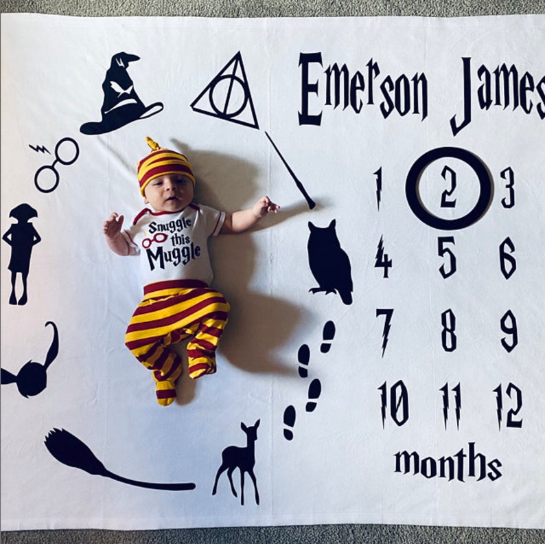 Harry Potter Inspired Milestone Blanket Personalized baby boy Etsy