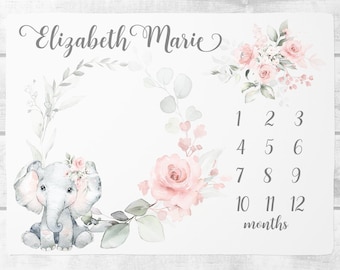 Personalisierte Baby-Monats-Decke, Baby-Wachstums-Tracker-Decke, personalisierte Baby-Dusche-Geschenk, neue Mama-Geschenk