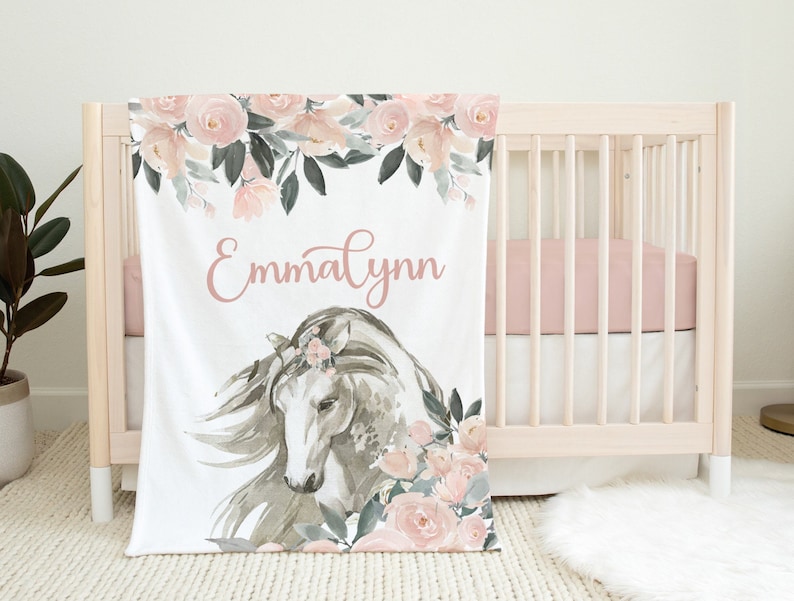 Horse Crib Bedding Set Girl Horse Nursery Bedding Set Farm Etsy