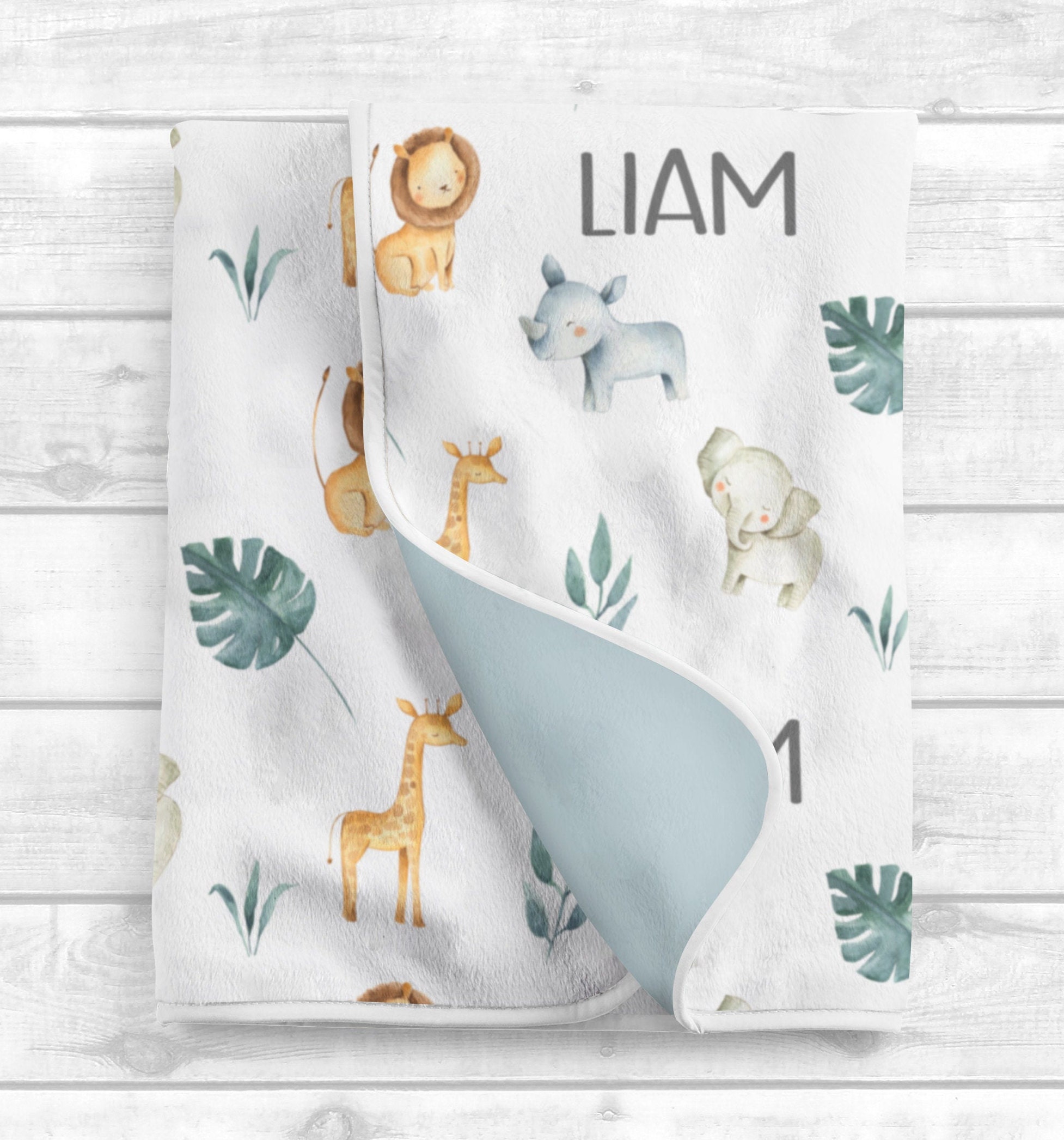 Custom Safari Baby Blanket- Personalized Baby Boy Blanket -baby Name ...
