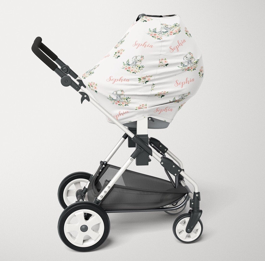 Personalized Car Seat Canopy Girl Stretchy Car Seat Cover Etsy