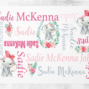 Personalized Baby Girl Blanket - Floral elephant Baby Blanket - Baby Name Blanket -Baby Shower Gift- Personalized Baby Gift -Custom Swaddle