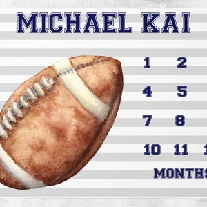 Football Milestone Blanket Monthly Growth Tracker Soft Fleece Sports Blanket Baby Shower Gift Newborn Gift First Year Blanket Baby Boy