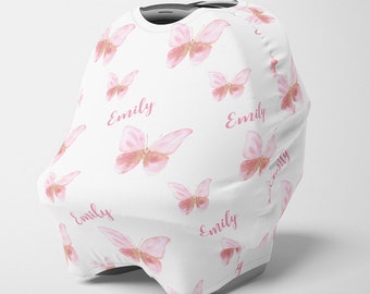 Personalized Car Seat Canopy, Stretchy Butterfly Car seat Cover, Personalized Floral Carseat 4 in 1 Cover, Girl Carseat Canopy Nursing Cover