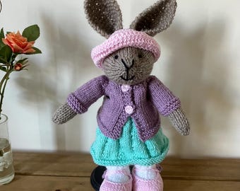 Hand Knitted Rabbit in Pastel Colours