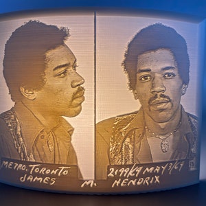 3D Printed Jimi Hendrix Lithophane Nightlight - Guitar Legend Decor, Vintage Lighting, Unique Gift for Music Lovers