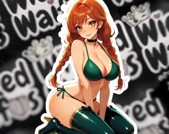 Vinylsticker Princess Ember Flame Temptress – Bikini-versie Anime Waifu-sticker (volwassen)