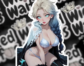 Vinylsticker Aurora Frost Glacier Empress – Dark Fairy Tale Anime Waifu-sticker (volwassen)