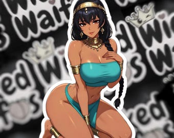 Vinylsticker woestijnprinses Amber – Dark Fairy Tale Anime Waifu-sticker (volwassen)