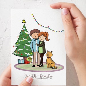 Benutzerdefinierte Familienporträt Illustration, Porträt vom Foto, niedliches Cartoon-Porträt, benutzerdefinierte Weihnachtsgeschenk, personalisierte Paar Haustiere Porträt Ideen