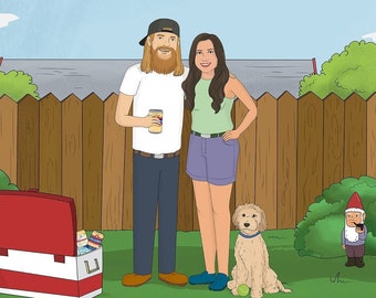 Custom King  Portrait, Cartoon Portrait, fun Cartoon Family Portrait, Birthday gift, Digital Illustration,Anniversary gift