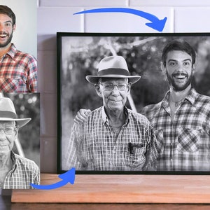 Add Loved One to Photo, Loss of Father-Mother, Family Portrait From Photos, Christmas Gift, Memorial Gift for Dad Mom,