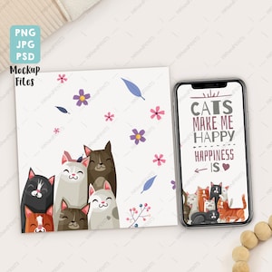 Neutrale kaart mockup. Iphone + vierkante kaart mockup, baby e-uitnodiging mockup kaart, online uitnodiging mockup, telefoon mockup, kinderen digitale uitnodiging foto