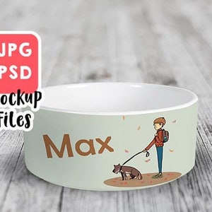 PSD + JPG sublimation ceramic pet bowl mockup, Dye sublimation pet bowl mockup, flat template mockup, Dog Mock-up,  PSD file +  jpg Mock up