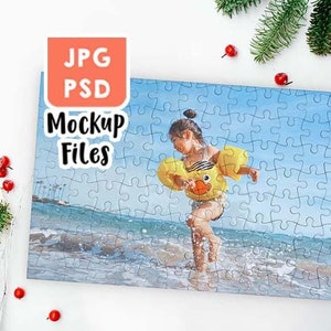 PSD + JPGパズルモックアップ、昇華パズルモックアップ、PSDファイル+スマートオブジェクト、編集可能なパズルモックアップ画像を追加
