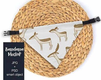 JPG + PSD Sublimations-Haustierhalstuch mit Kragenmodell, flaches Vorlagenmodell, Hundemodell, Datei + Smart-Objekt, Farbstoff-Sublimations-Hundehalstuch