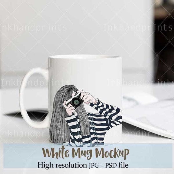 JPG + PSD Blank coffee mug, Photoshop mockup, White Coffee Mug, Coffee Mug Template, Minimalist Blank Coffee Mug, Coffee Mug Stock Photo