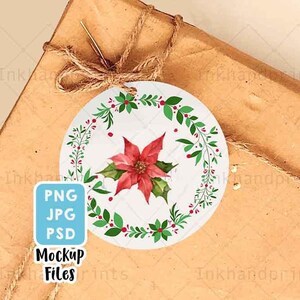 Rundes Etikett Mockup, JPG, PNG, PSD, Abgerundetes Geschenkanhänger Mockup, Hochzeitsbevorzugung Mockup, Weihnachtsbevorzugung Mockup, Danke Favor Bag Anhänger Mockups