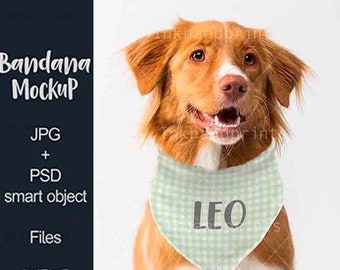 JPG + PSD pet bandana mock-up,flat template Dye sublimation mockup, Dog Mock-up,PSD file + smart object,Sublimation Dog blank Bandana Mockup