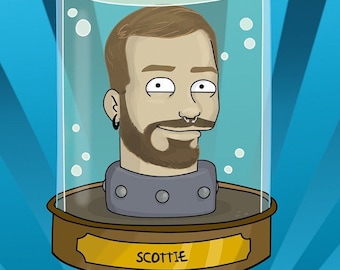 Custom Family Cartoon Portrait: Head in a Jar Art (Digital File)