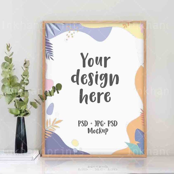 PNG + PSD + JPG Wooden Frame Mockup , Frame Poster Prints  styled stock, Neutral Poster Mockup,paper smart object mockup,Styled Frame Mockup