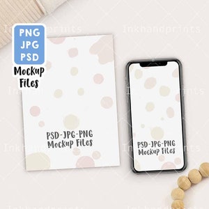 Neutrales Kartenmockup.Iphone + Kartenmockup,Baby e-invite Mockup,Online Einladung Mockup,Minimalistisches Telefon Mockup,Kinder Digitales Einladungsfoto