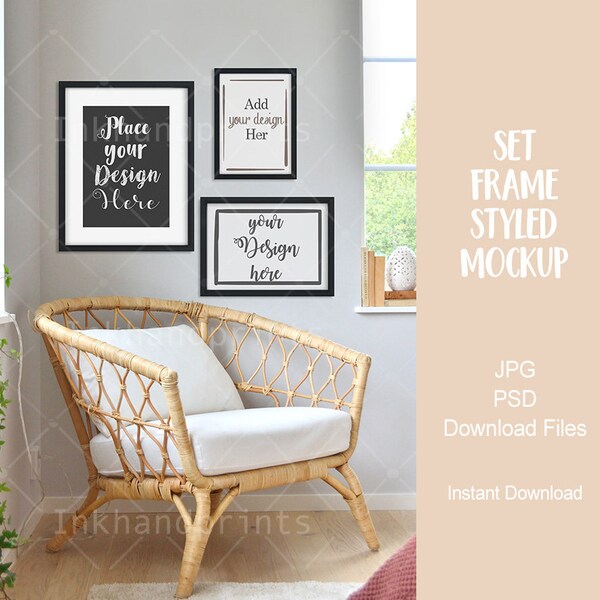 JPG + PSD Frame styled Mockup, Poster Decor,Boho Poster Prints mockup,paper smart object mockup,Home Sign mockup, Set Art Quote Frame Mockup