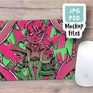 Può includere: Un tappetino per mouse rosa e verde con un'illustrazione di tre personaggi dei cartoni animati. I personaggi indossano abiti colorati e hanno uno stile punk rock. Il tappetino per mouse ha una superficie testurizzata ed è progettato per essere utilizzato con un mouse per computer.