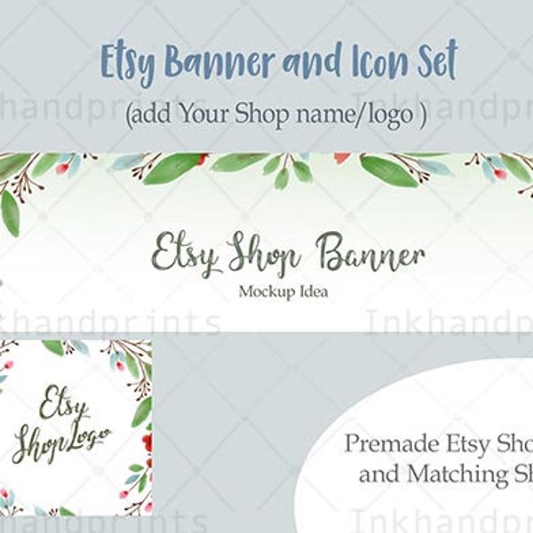 Watercolor Banner and Icon Set Photo Etsy Backdrop, Neutral Watercolor Etsy Cover Icon Image, Art Farmhouse Themed Banner, Cute  Stock Photo