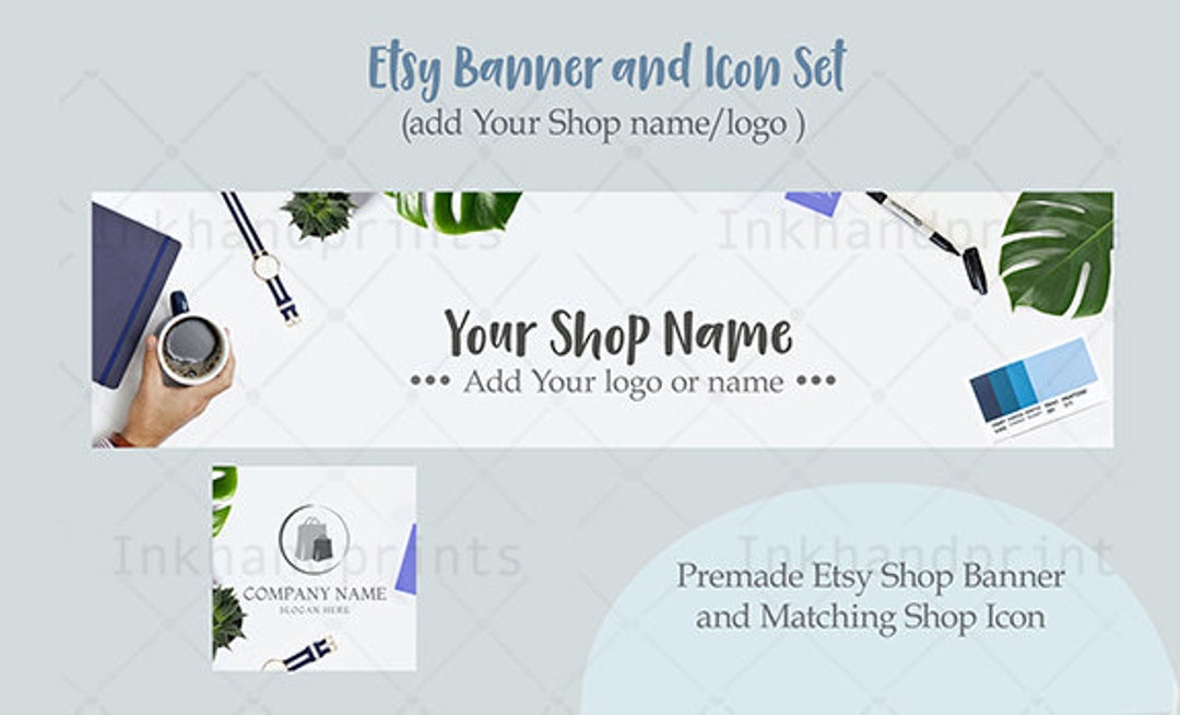 Banner and Icon Set Photo Etsy Backdrop Neutral Elegant Etsy Etsy
