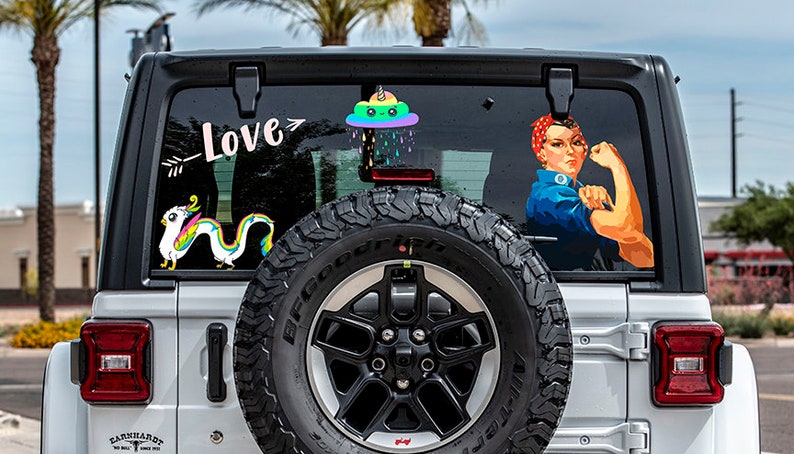 Download JPG PSD Vinyl decal / sticker Rear Window Car Mockup 4x4 ...