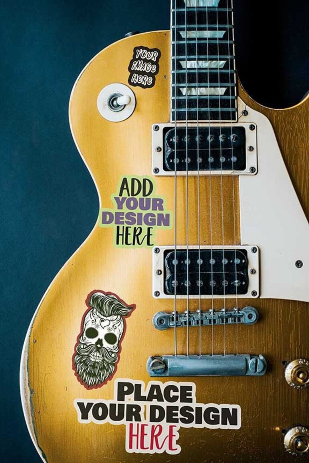 PSD JPG Vinyl Decal / Sticker Guitar Mockup, Laptop Desktop Product
