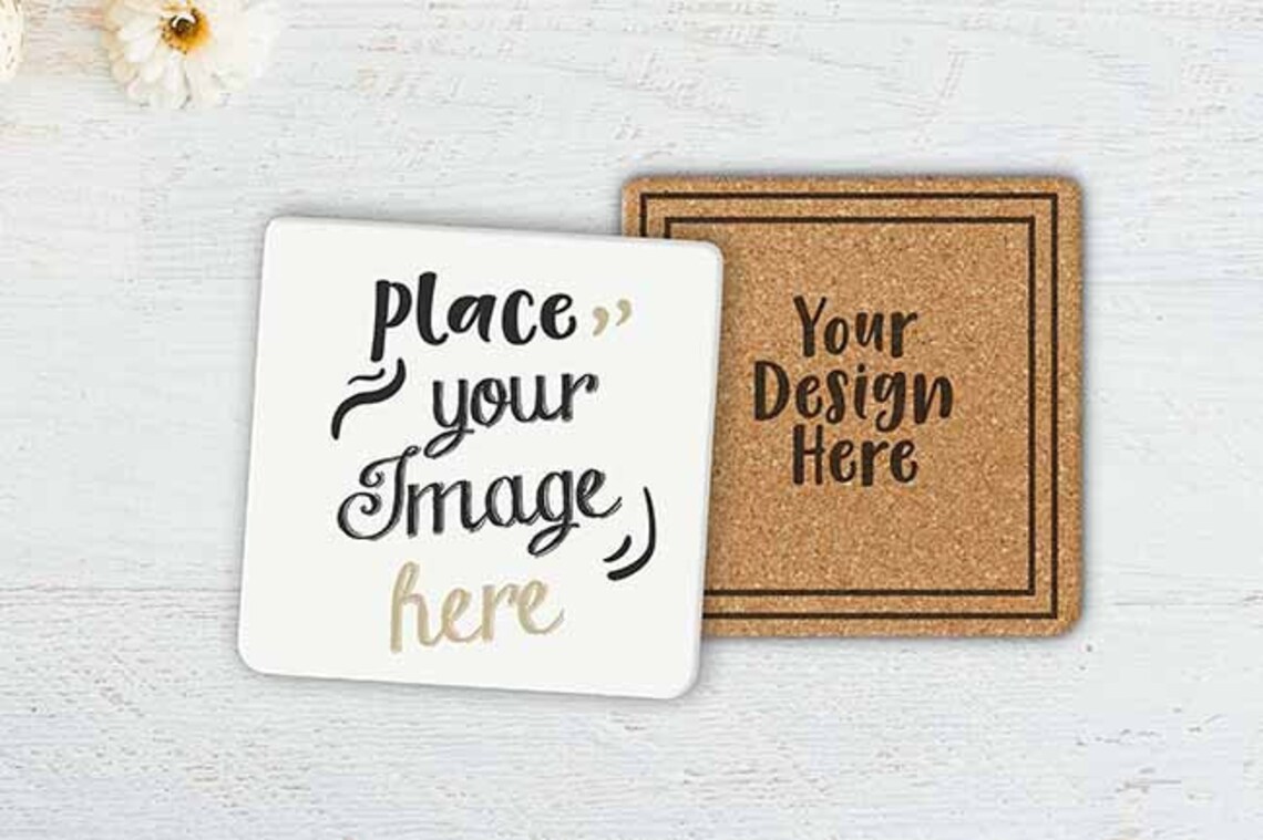 Download PSD JPG dye sublimation square Coaster Mock Up template | Etsy
