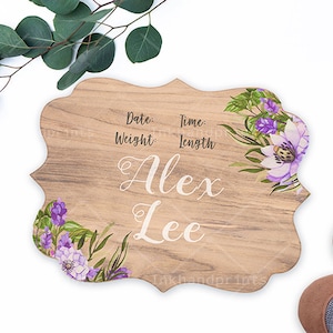 JPG + PSD MOCKUP Türschild, Poster Dekor, Kinderzimmer Namensschild Mockup, Geburt Baby Ankündigung smart Objekt Photo Prop Türschild Holz Mockup