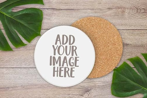 PSD JPG Dye Sublimation Round Coaster Mock Up, Template for