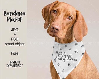 JPG + PSD pet bandana mock-up,flat template Dye sublimation mockup, Dog Mock-up,PSD file + smart object,Sublimation Dog blank Bandana Mockup