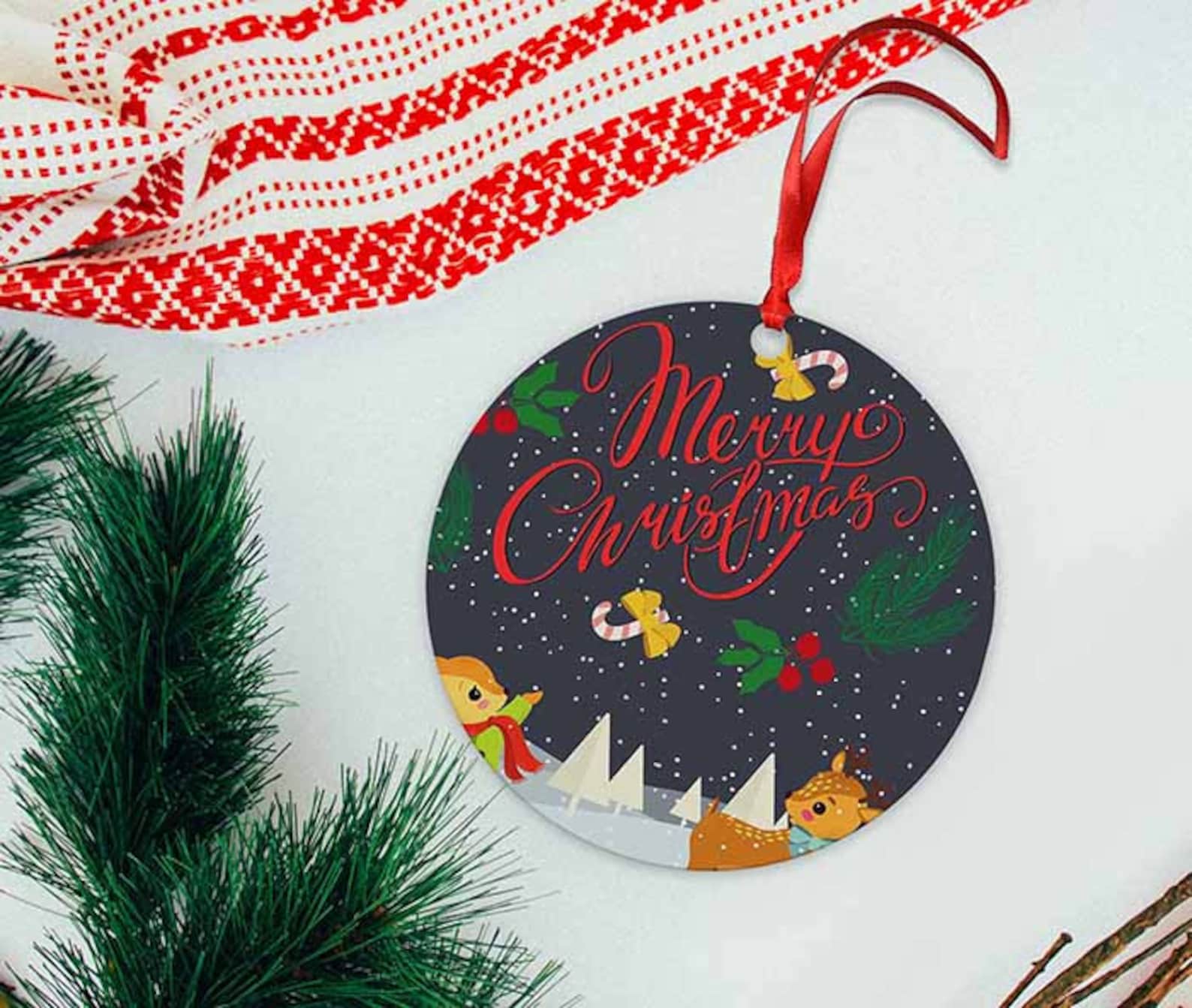 Download Dye Sublimation Christmas Ornament simple aluminum Mockup PNG | Etsy