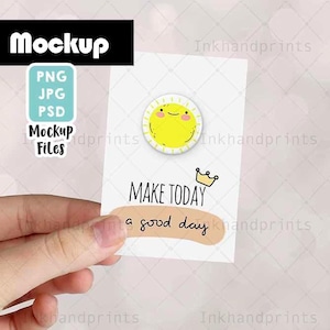 Button Pin Mockup with Packaging – PSD, PNG (Digital Download)