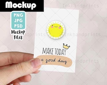Button Pin Mockup with Packaging – PSD, PNG (Digital Download)