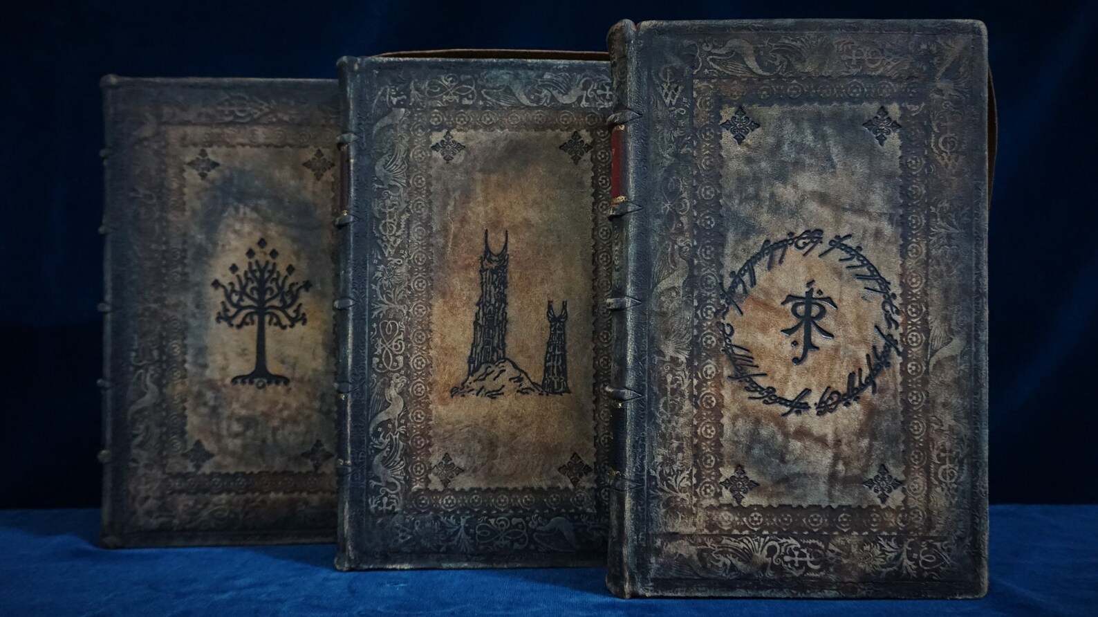 Leather bound the Lord of the Rings book the fellowship of | Etsy