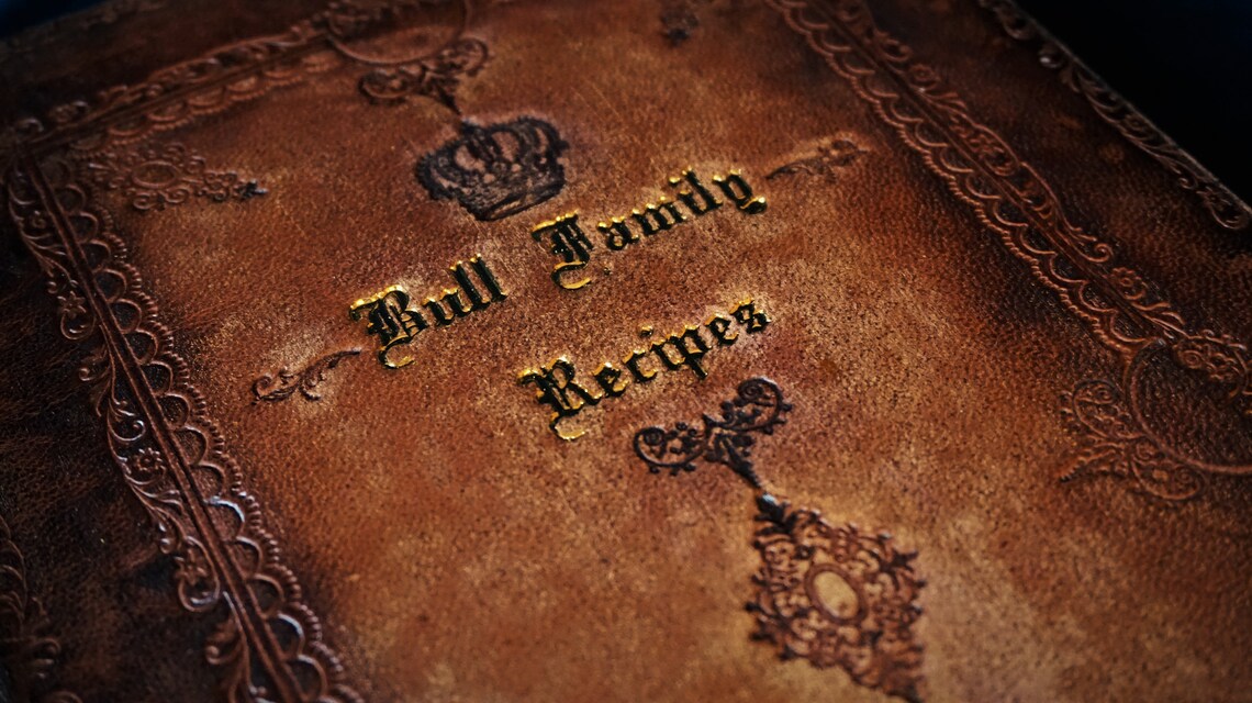 Antique style leather bound recipe book with custom engraved Etsy